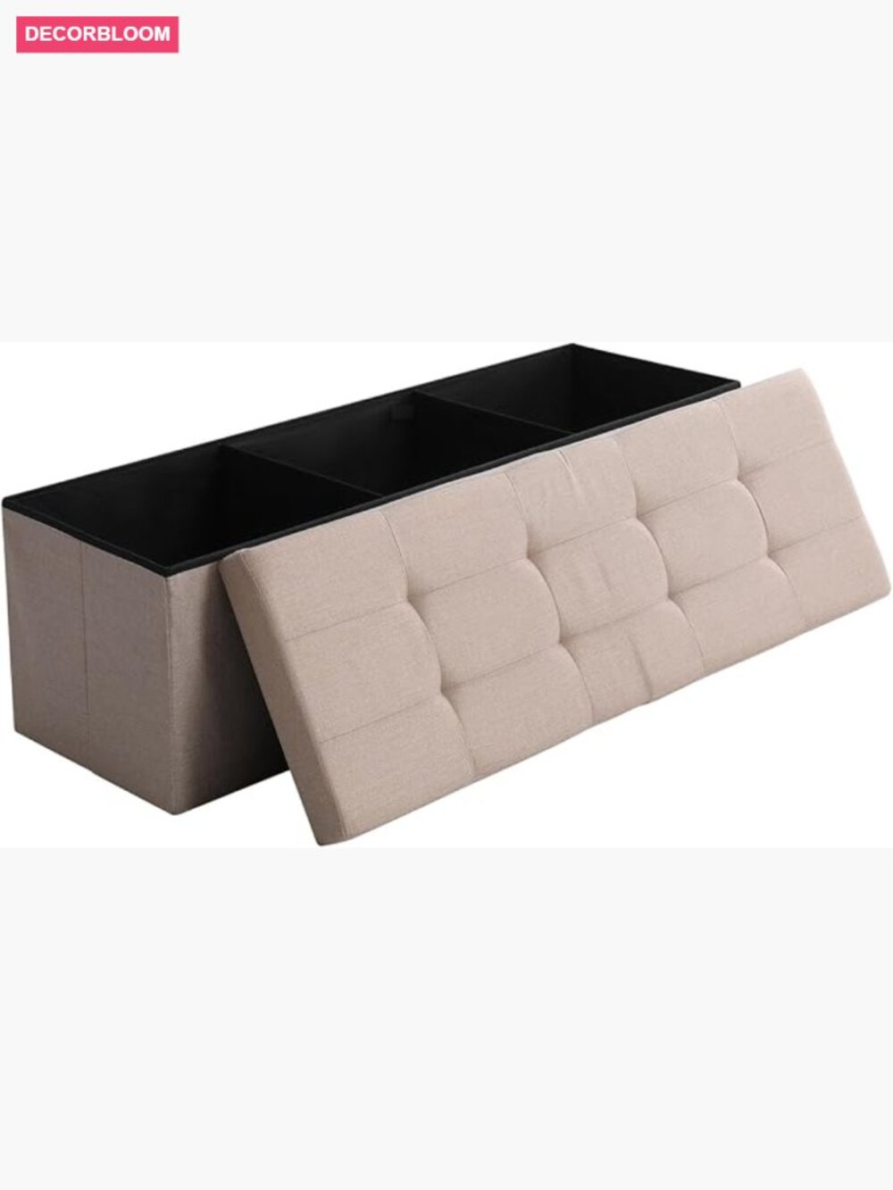 45.3" Storage Ottoman Bench with Flipping Lid, 166L Space, Linen Fabric